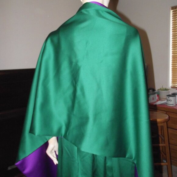 Vintage Formal Evening Gown Green n Purple with Sequined Body Reversable Shall - Picture 8 of 12